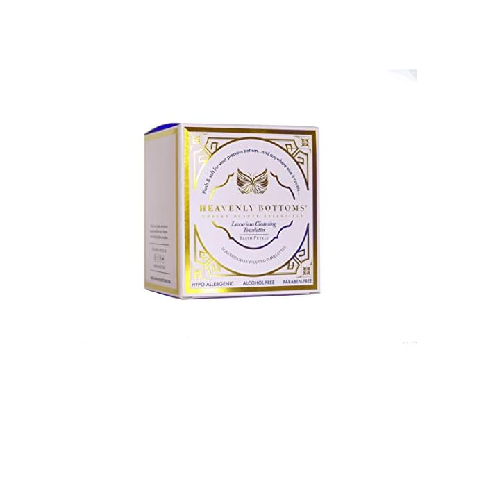 Heavenly Bottoms Cleansing Wipes with Chamomile, Vitamin E, Aloe Vera - (14) Individually Wrapped, Travel Size Wipes