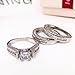 Wensltd 3-in-1 Womens Vintage White Diamond Silver Engagement Wedding Band Ring Set (#9, Silver)