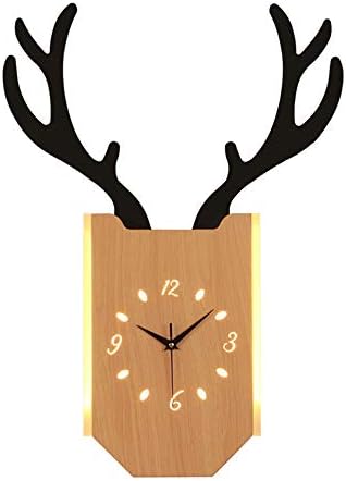 LIGUANGWEN LED-18W Nordic Deer Head Clock Wall Light Fixture Hanging Wall Sconce Living Room TV Background Wall Creative Staircase Aisle Corridor Wall Lamp AA Battery For Living Room Bedroom Hallway w