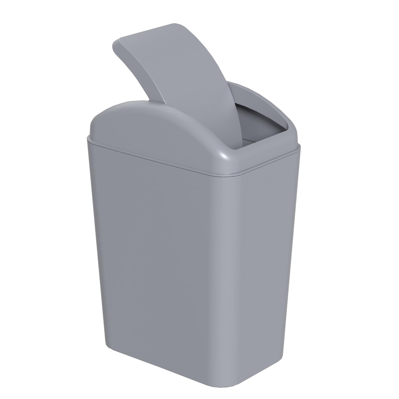 Lesbye 15 L Kitchen Trash Bin, Plastic Swing Top Dustbin, Bathroom Office Waste Bin, Grey