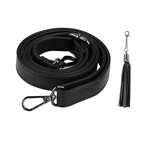 Purse Strap Replacement - Adjustable Grain Leather for Crossbody Bag or Handbag - 30 Inch- 55 Inch Long, 1 Inch Wide, Black Gunmetal Clasp, Black, by Beaulegan