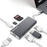 USB C Hub, Micarsky 7 IN 1 Aluminum USB-C Adapter to Power Delivery Charging Port, 4K HDMI Port, 3 USB 3.0 Ports, SD/Micro SD Card Readers for MacBook Pro 2015/2016/2017 and other Type C Devices