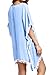 PINKMSTYLE Women's Chiffon Pom Pom Kaftan Swimwear Bathing Suit Beach Cover Up Sky Blue Medium