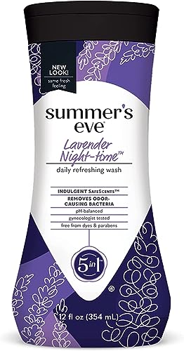 Summer's Eve Lavender Night-time Daily Refreshing All Over Feminine Body Wash, Removes Odor, Feminine Wash pH Balanced, 12 fl oz