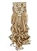 Benehair Clip in Hair Extensions 8PCS 24inch Long Wavy Synthetic Hairpieces Ash Blonde Hair Extensions Double Weft Hairpieces for Women Full Head Cosplay Party Wedding Hairpiece