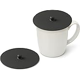 Carrotez 2 Pack Silicone Cup Cover Lids, 4.3 Inch Mug Covers, Reusable Silicone Coffee and Tea Cup Lids - Black