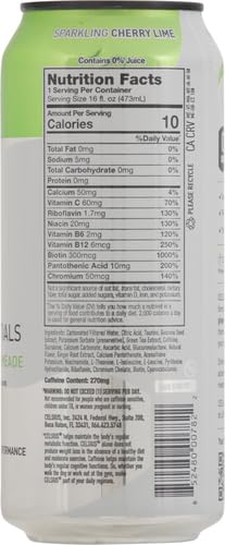 CELSIUS ESSENTIALS, SPARKLING CHERRY LIMEADE, PERFORMANCE ENERGY DRINK 16 FL OZ