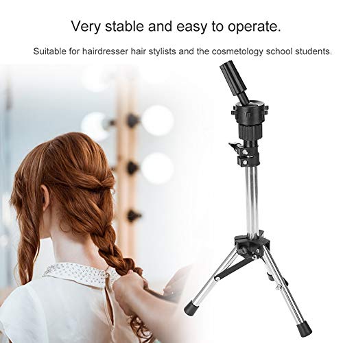 Hairdressing Training Head Holder, Professional Adjustable Salon Model Hairdressing Hair Clamp Mannequin Wig Clamp Manikin Tripod Stand Silver - Thumbnail 2