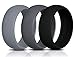 Swagmat Silicone Wedding Rings, 3 Pack Wedding Bands for Men & Women (Black, Dark Gray, Medium Gray, Size 9)