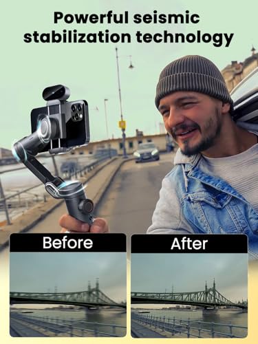 AOCHUAN XE AI Versión, estabilizador de cardán para Smartphone, sin aplicación de Seguimiento de AI, Control de Gestos, cardán de Inicio de 360° con TikTok Youtube, trípode de Mano Plegable de 3 Ejes