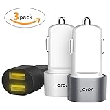 VOJO 2.1A + 1 Amp Universal Dual USB Lighter Adapter Car Charger with LED (3 Pack)