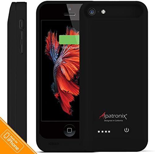 iPhone 5C / 5S Battery Case, iPhone SE Battery Case, Alpatronix BX120plus 2400mAh Protective Rechargeable Extended Portable Charging Case for iPhone 5S, 5C, SE Juice Pack Power Bank [Ultra-Slim, MFi Certified &amp; iOS 10+ Support] - Black