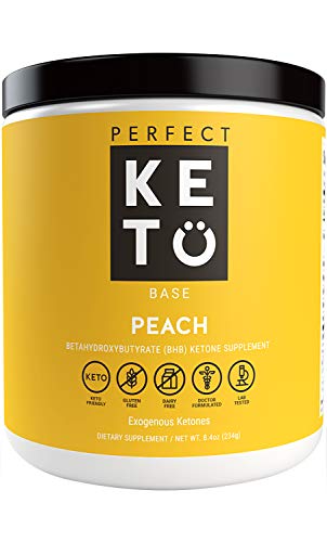 Perfect Keto Peach Exogenous Ketones: Base BHB Salts Supplement. Ketones for Ketogenic Diet Best to Support Energy, Focus and Ketosis Beta-Hydroxybutyrate BHB Salt