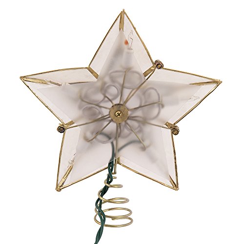 Kurt Adler 10-Light 5-Point Capiz Star Christmas Treetop, Ivory and Gold - Thumbnail 5