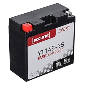 Accurat motorfietsaccu YT14B-BS 12Ah 190A 12V gel-technologie startaccu in OEM-kwaliteit cyclusvast veilig opbergbaar…