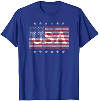Mens American Flag USA Tee Shirt Memorial Day - 4th of July Shirt Medium Royal Blue