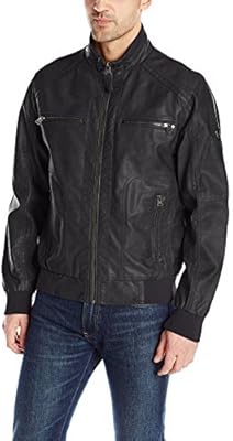 calvin klein faux leather bomber jacket