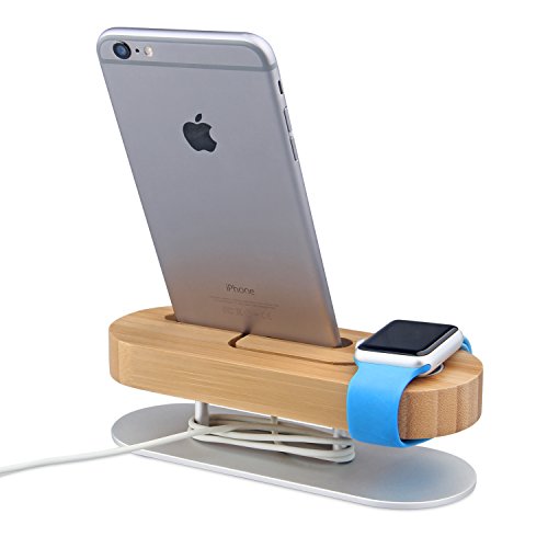 Hapurs-Apple-Watch-Stand-Iwatch-Series-2-Stand-Aluminum-Alloy-and-Bamboo-Wood-Build-Charging-Dock-Charge-Station-Stock-Cradle-Holder-for-Apple-Watch-Both-38mm-and-42mm-iPhone-77-plus-66s-plus-5S-5