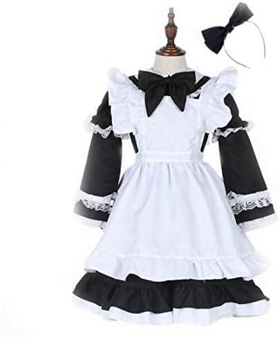 CHECKIN Kids' Halloween French Apron Maid Fancy Dress Costume Maid Uniform for Little Girls