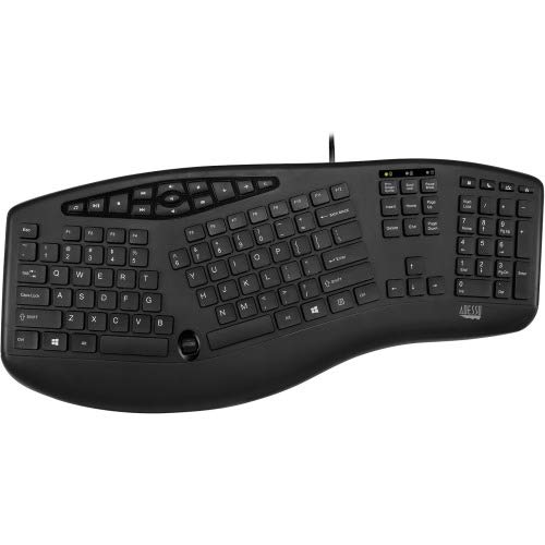 Adesso TruForm Media 160 - Ergonomic Desktop Keyboard - Cable Connectivity - USB Interface - 104 Key - English (US) - Scroll Wheel - Compatible with Windows - Home, Back, Forward, Search, Email, Sleep