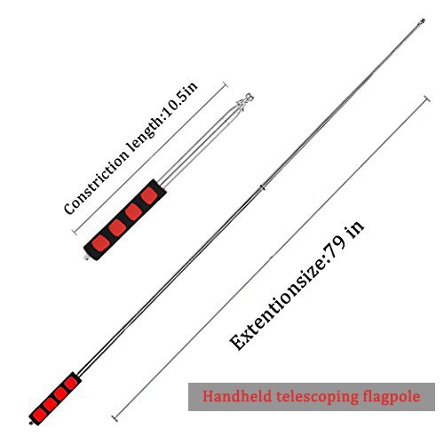 godehone Telescoping Flagpole,Stainless Steel Banner Tour Guide Teachers Flag Sign Collapsable Pole (79") 1 pc