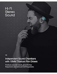 BlitzWolf   Auriculares inalámbricos con Bluetooth 5.0 y Bluetooth 20H para tiempo de reproducción, sonido estéreo HiFi, mini funda de carga portátil, micrófono integrado