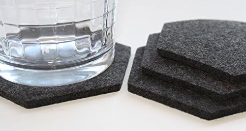 Hexagon Drink Coasters in 5mm Thick Merino Wool Felt- Anthracite