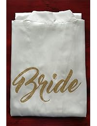 MoonRobe - Batas de satén para novia y dama de honor, para bodas, fiestas, con purpurina dorada