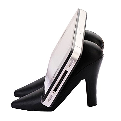 ZLMC Cute Cell Phone Stand,High Heel Shoes Holder Mobile Phone Mount Compatible iPhone X 8 8Plus 7 7plus 6 6s 5S 5C 4S, Samsung Galaxy S9 S9+ S8+ S8 S7 A9 Star S6, Android Smartphone (Black)