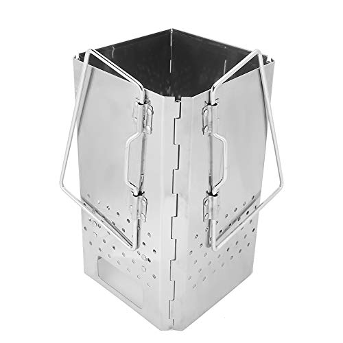 Barbecuegrill, Opklapbare BBQ-kachel Roestvrij staal Houtgestookte Grill Draagbare houtskool Brandhoutkachel voor… - Image 8