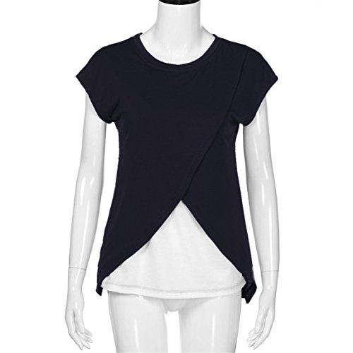 Clearance,Women's Loose Soft Layered Maternity Nursing Tops and Shirt for Breastfeeding (M, Black)