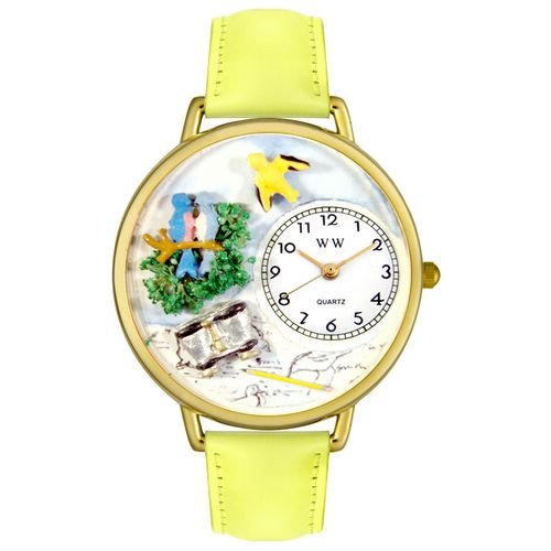 Whimsical Gifts Bird Watching Watch in Gold Large Style