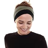BLOM Cross Headbands Two Pack. Great For Sports, Yoga, Fashion, and Running. (Black & Warm Grey)