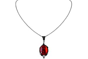 INENIMARTJ Gothic Cameo Necklace Blood Red Purple Stardust Crystal Pendant Necklace Goth Vintage Teardrop Necklace Halloween Jewelry for Women