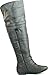 TOP Moda Womens Night-79 Over The Knee Round Toe Buckle Riding Flat Boots