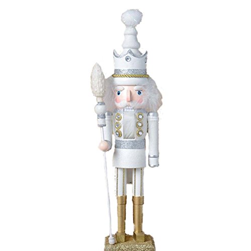 ZaH 18 Inch Wooden Nutcracker Ornaments Christmas Decorations Holiday Decor Kids Toys Nutcracker Puppets, White King - Thumbnail 4