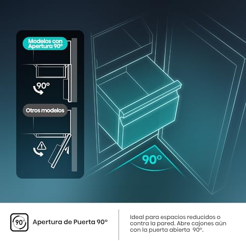 MC60331IE - Frigorífico No Frost combinado, 200cm de altura, 60cm de largura, classe E, capacidade para 336 litros, suporte para garrafas, porta reversível a 90º, Multi Airflow, profundidade reduzida 58cm, silencioso 39dB