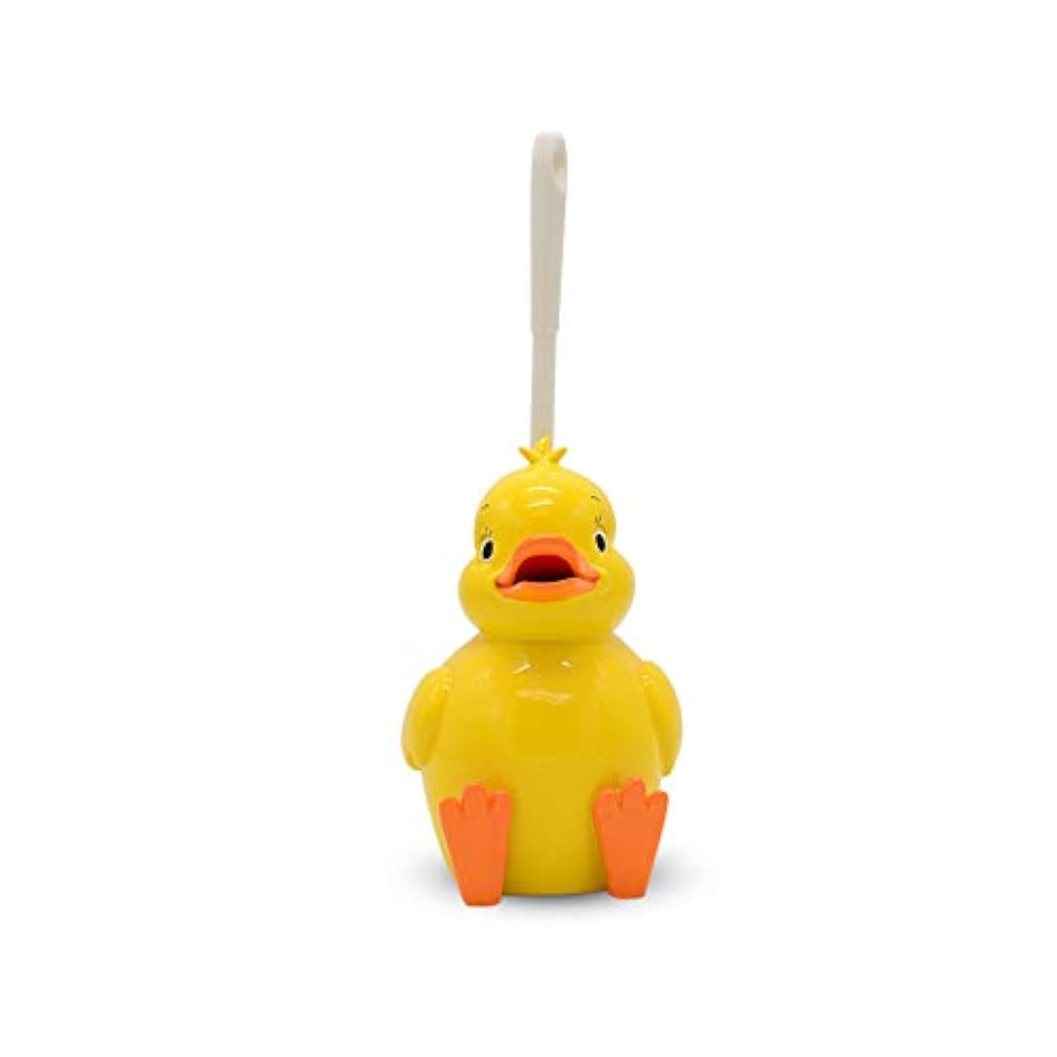 JIUJ Compact Toilet Brush Bathroom Novelty Toilet Brush Holder Cartoon Duck Resin Toilet Scrubber Set Yellow