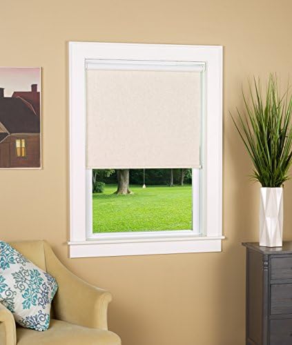 Green Mountain Vista Linen Cordless Blackout Roller Shade-Window Blind with Thermal Insulated UV Protection Fabric 26" W x 72" Long Color: Linen