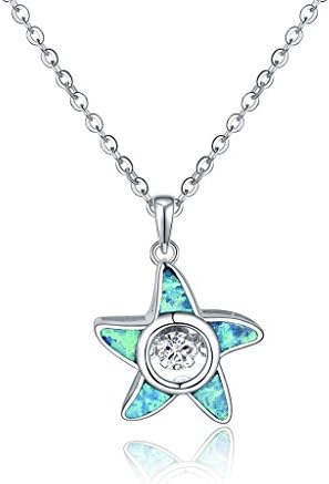 YH JEWELRY Green Opal 925 Sterling Silver Starfish Dancing Diamond Pendant Necklace Earrings CZ Chain 18"