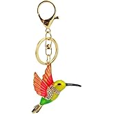 JTTBIGV Cute Animal BlingBling Crystals Keychain Animal Charm Keyring Car & Bag Accessory For Wallet Purse Handbags Cars Key Pendant Decor (Green Hummingbird)