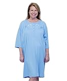 Hospital Gowns - Womens Pretty Cotton Knit Hospital Gown - Back Snap Night Gowns