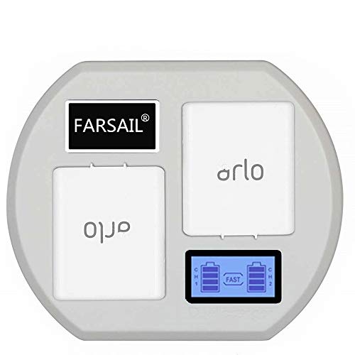 FARSAIL LCD Display Camera Battery Charger Station Compatible with Arlo Rechargable Batteries - Arlo Pro & Pro 2/VMA4400, Arlo Go/VMA4410, Arlo Light/ALS1101