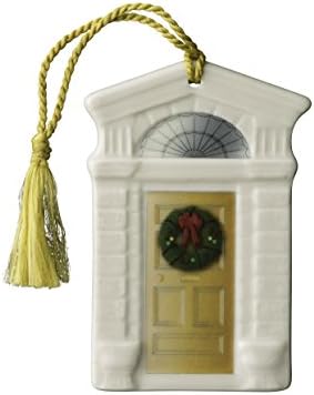 Belleek Pottery Georgian Doorway Ornament with Shamrock on Base, Gold