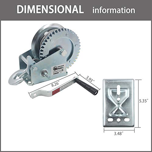 OPENROAD 1200lbs Hand Winch Boat Winch | Hand Crank Winch with 8m (26ft) Cable Manual Winches | Two-Way Adjustable Boat Trailer Winch | Corrosion Resistant Towing Winches (1200lbs) - Image 5