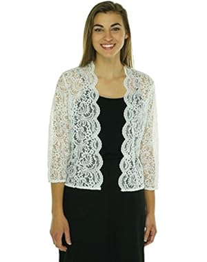 Womens Lace Open Front Cardigan Top White M