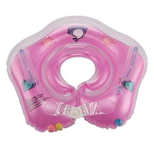 Baby Swimming Rings Double-decked Safety Floating PVC Inflatable Pool Float with Handle,Pink