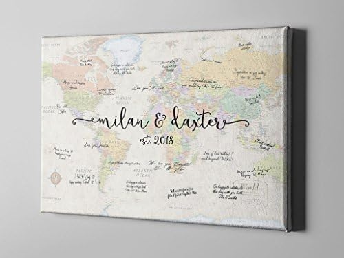 SALE 50% Off Canvas Guest Book, Modern World Map Guest Book, World Travel Themed Guest Book, Gift Ideas for Intercountry Couples, FREE SHIPPING! - CGB94