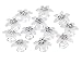 Set Kit of Gorgeous Weddings / Proms / Balls Hair Decorations With 12pcs Silver Colored Spirals / Twists / Twisted Pins / Clips / Curlies In White Acrylic Flowers Shapes Studded With Clear Rhinestones / Crystals / Gemstones By VAGA
