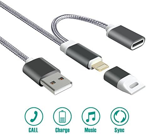 Lightning Audio Charging Adapter Cable for iPhone 7/7 Plus/8/8 Plus/X, USB to Lightning Charger Splitter Cord with Headphone/Earphones Jack Support Music Data Sync Calling